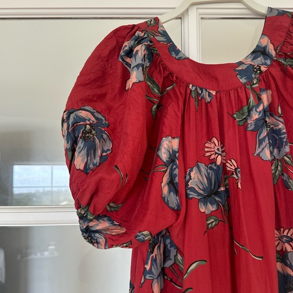 THE GREAT. Red Floral Button-Up Dress - Picture 6 of 8